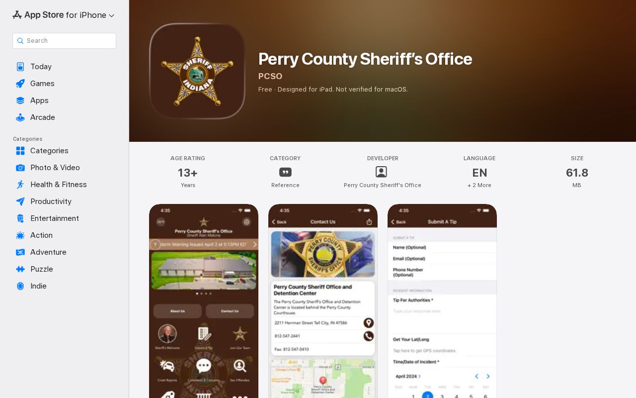Perry County sheriff app listing for 24-hour release channel review